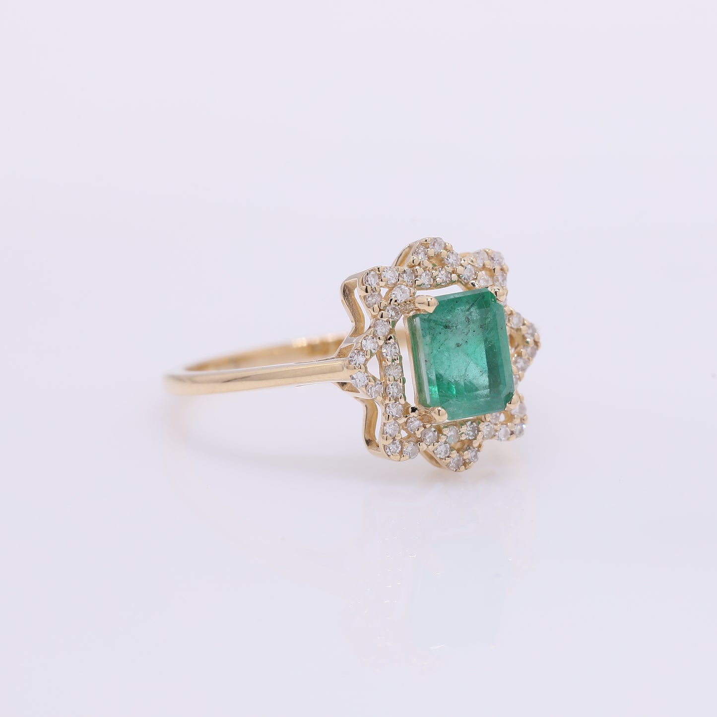 1.19 Ct Octagon Step Cut Natural Emerald 14K Gold Ring