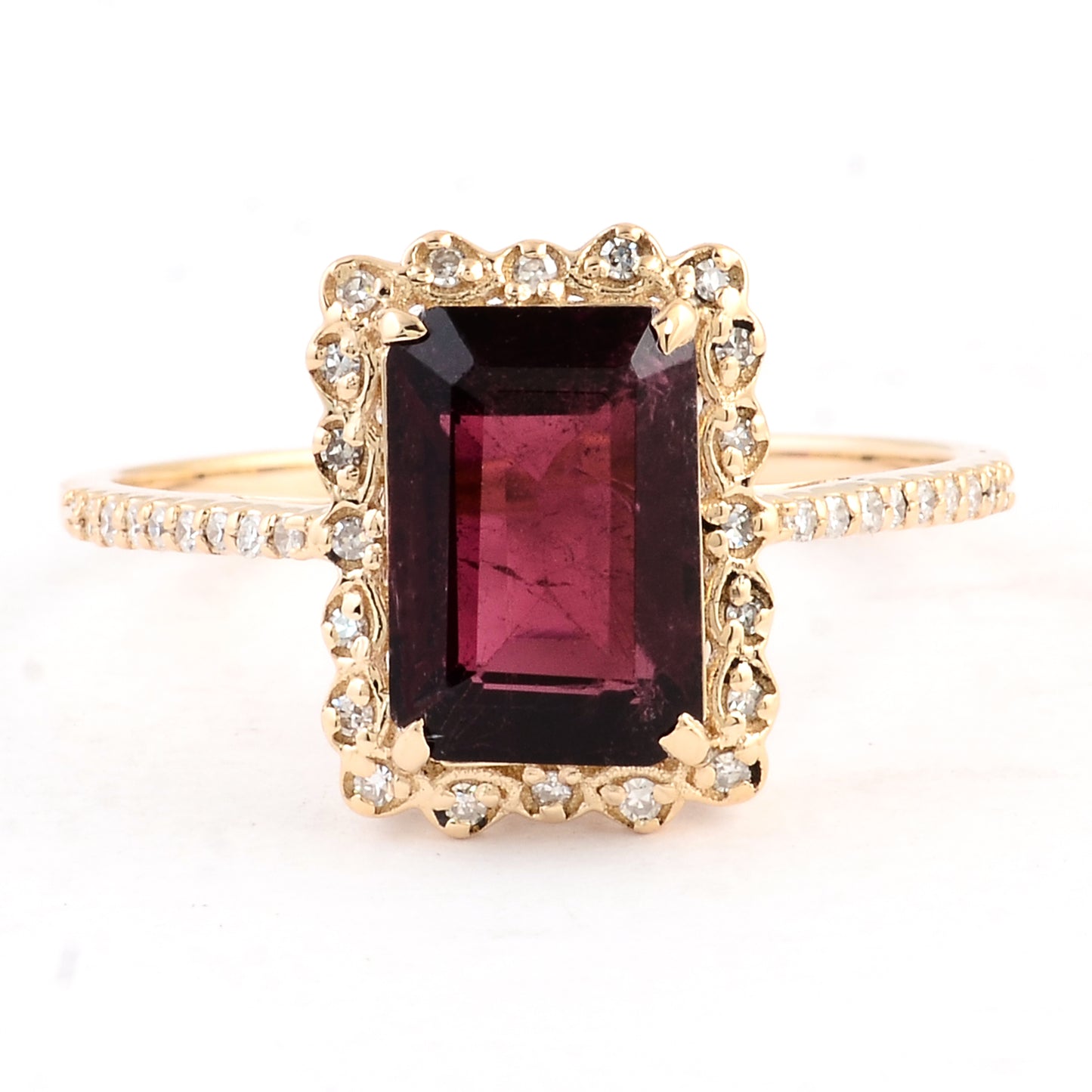 2.26 Ct Emerald Cut Natural Tourmaline 14K Gold Ring