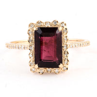 2.26 Ct Emerald Cut Natural Tourmaline 14K Gold Ring
