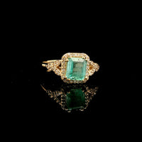 1.21 Ct Octagon Step Cut Natural Emerald 14K Gold Ring