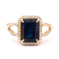 3.07 Ct Octagon Natural Sapphire 14K Gold Ring
