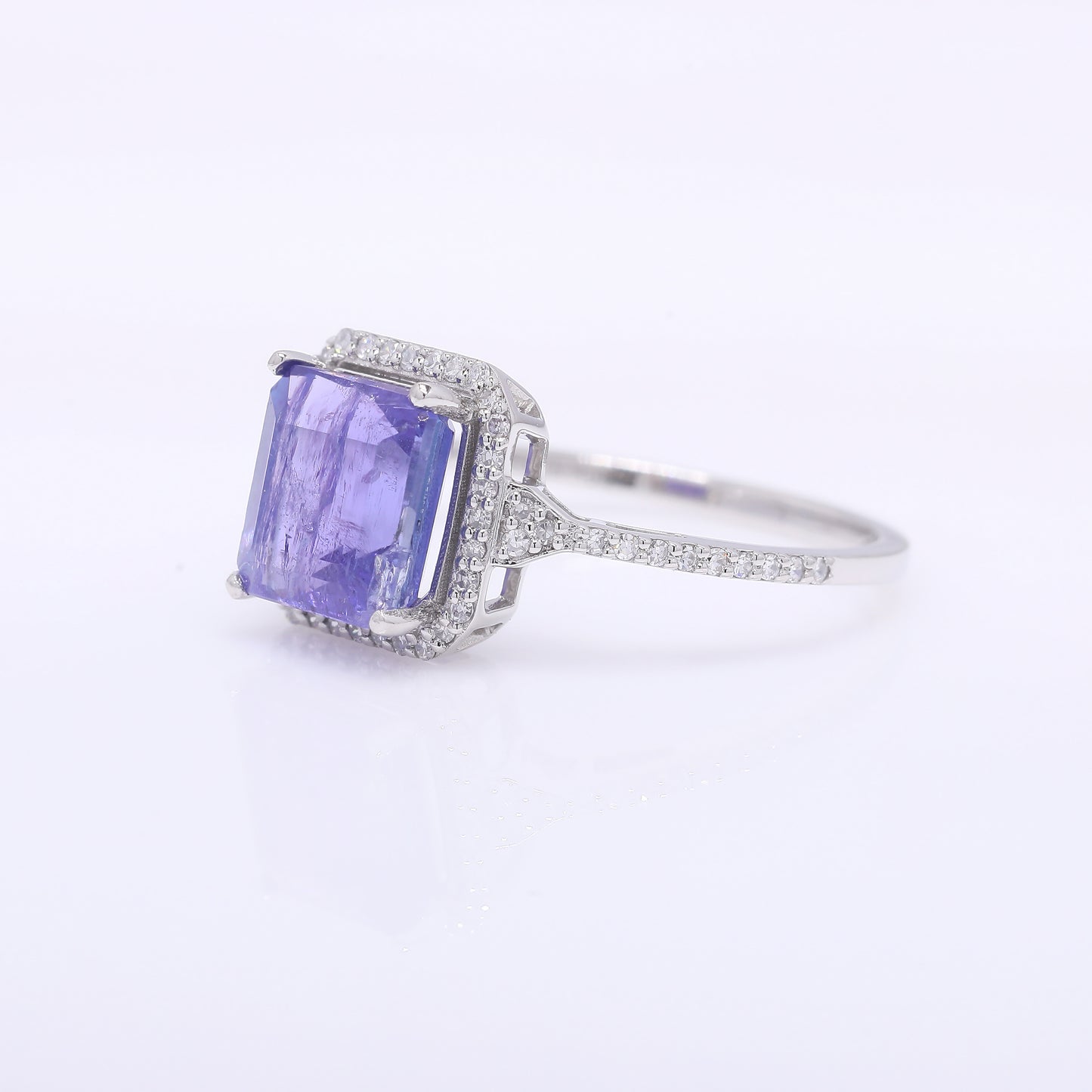 2.89 Ct Octagon Step Cut Natural Tanzanite 950 Platinum Ring