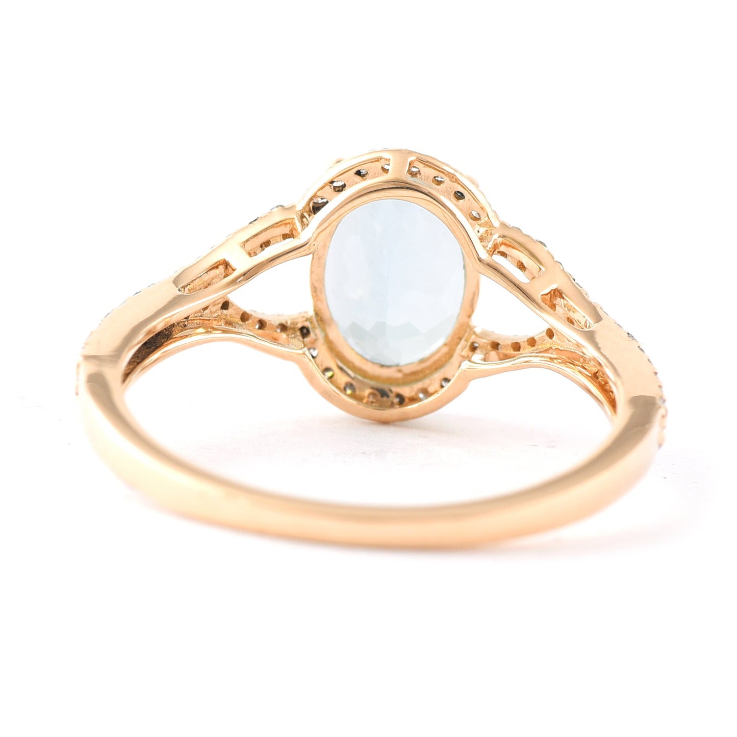 1.70 Ct Oval Mixed Cut Natural Aquamarine 14K Gold Ring