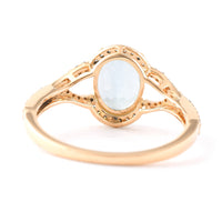 1.70 Ct Oval Mixed Cut Natural Aquamarine 14K Gold Ring