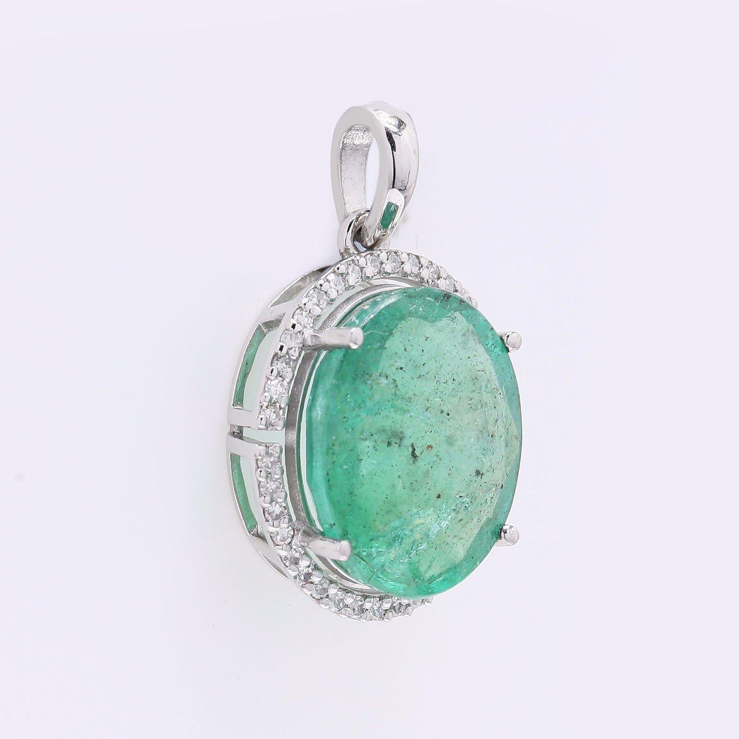 5.72 Ct Oval Mixed Cut Natural Emerald 950 Platinum Pendant