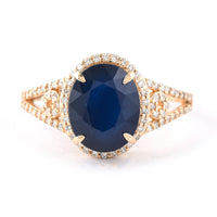 4.01 Ct Oval Mixed Cut Natural Sapphire 14K Gold Ring