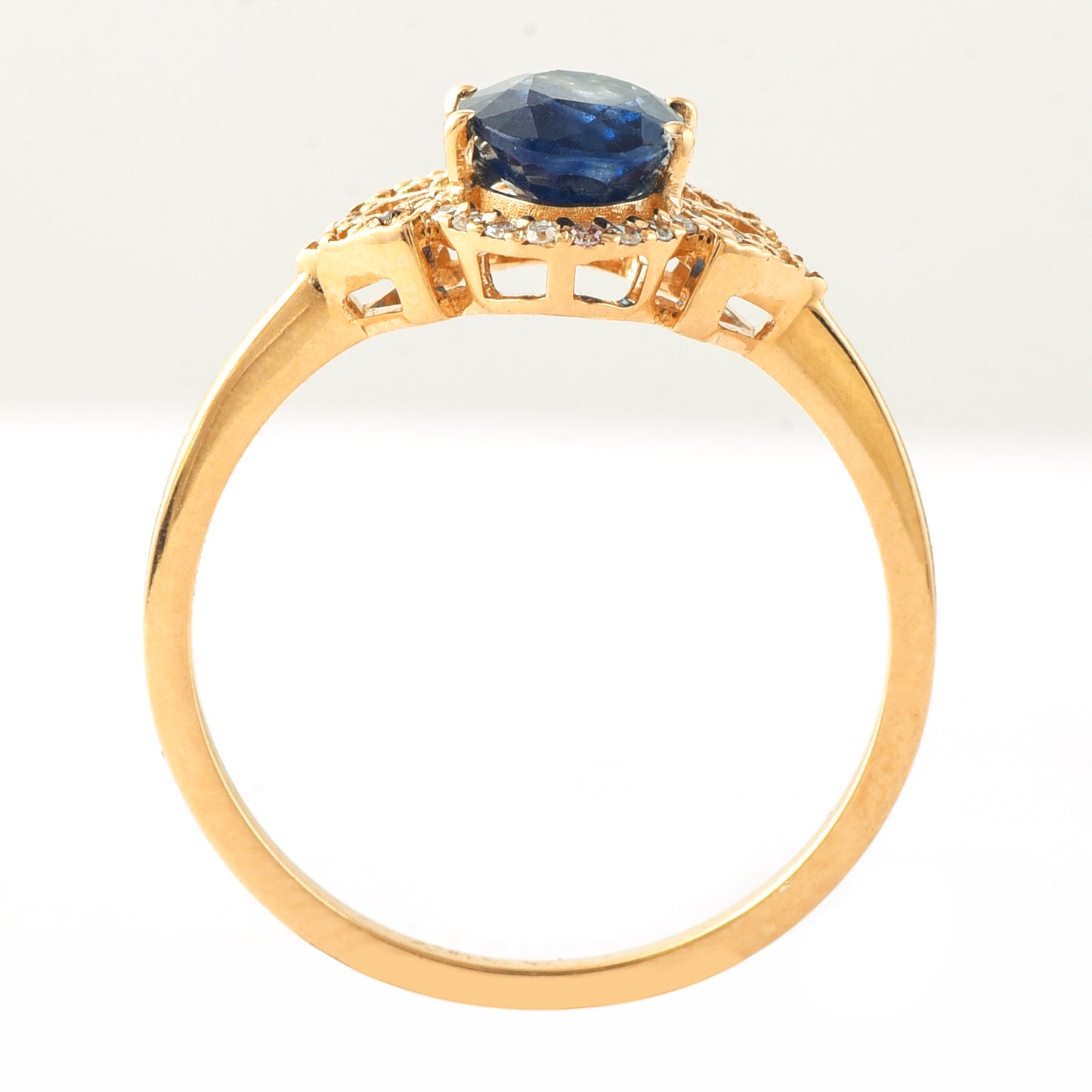 1.64 Ct Oval Mixed Cut Natural Sapphire 14K Gold Ring
