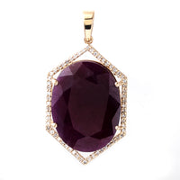 16.04 Ct Oval Mixed Cut Natural Corundum Ruby 14K Gold Pendant