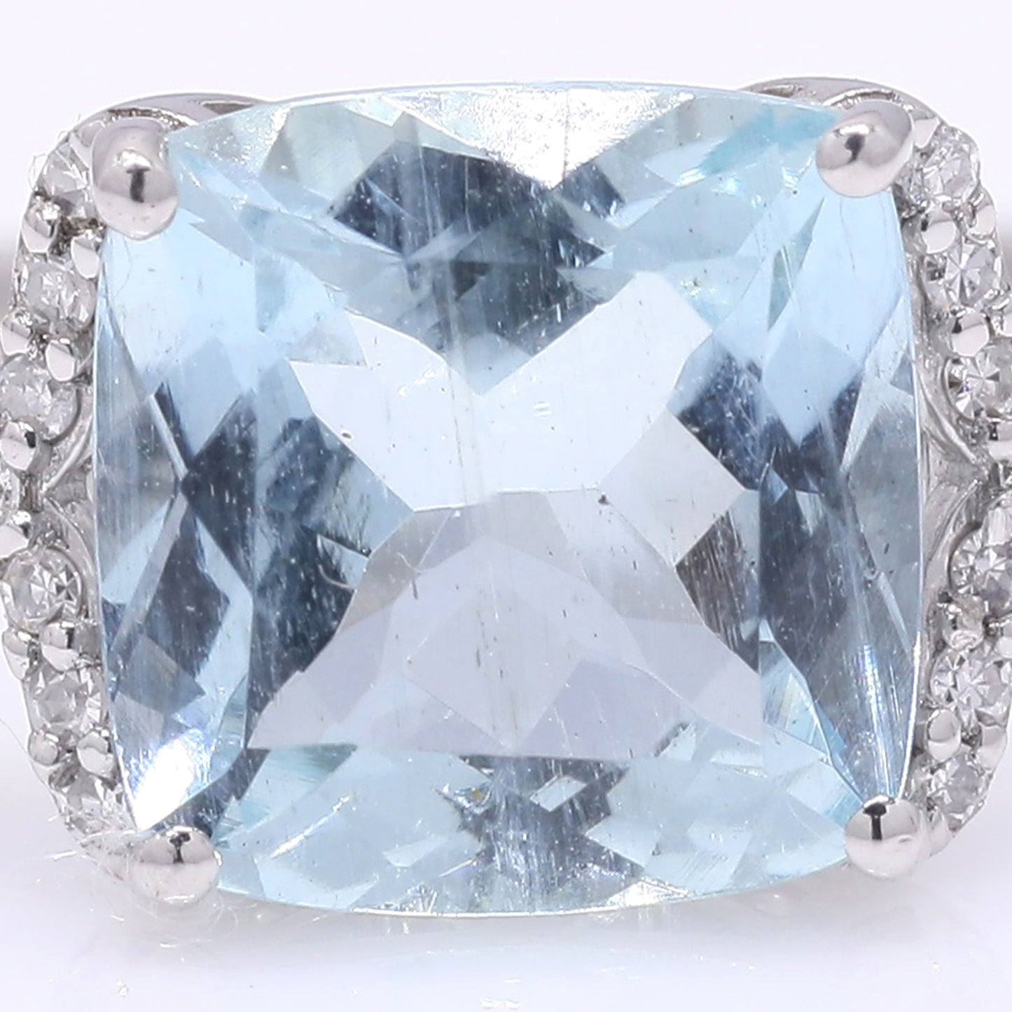 2.14 Ct Cushion Mixed Cut Natural Aquamarine 950 Platinum Ring