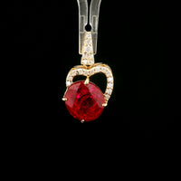 4.52 Ct Oval Mixed Cut Lab Grown Ruby 14K Gold Pendant
