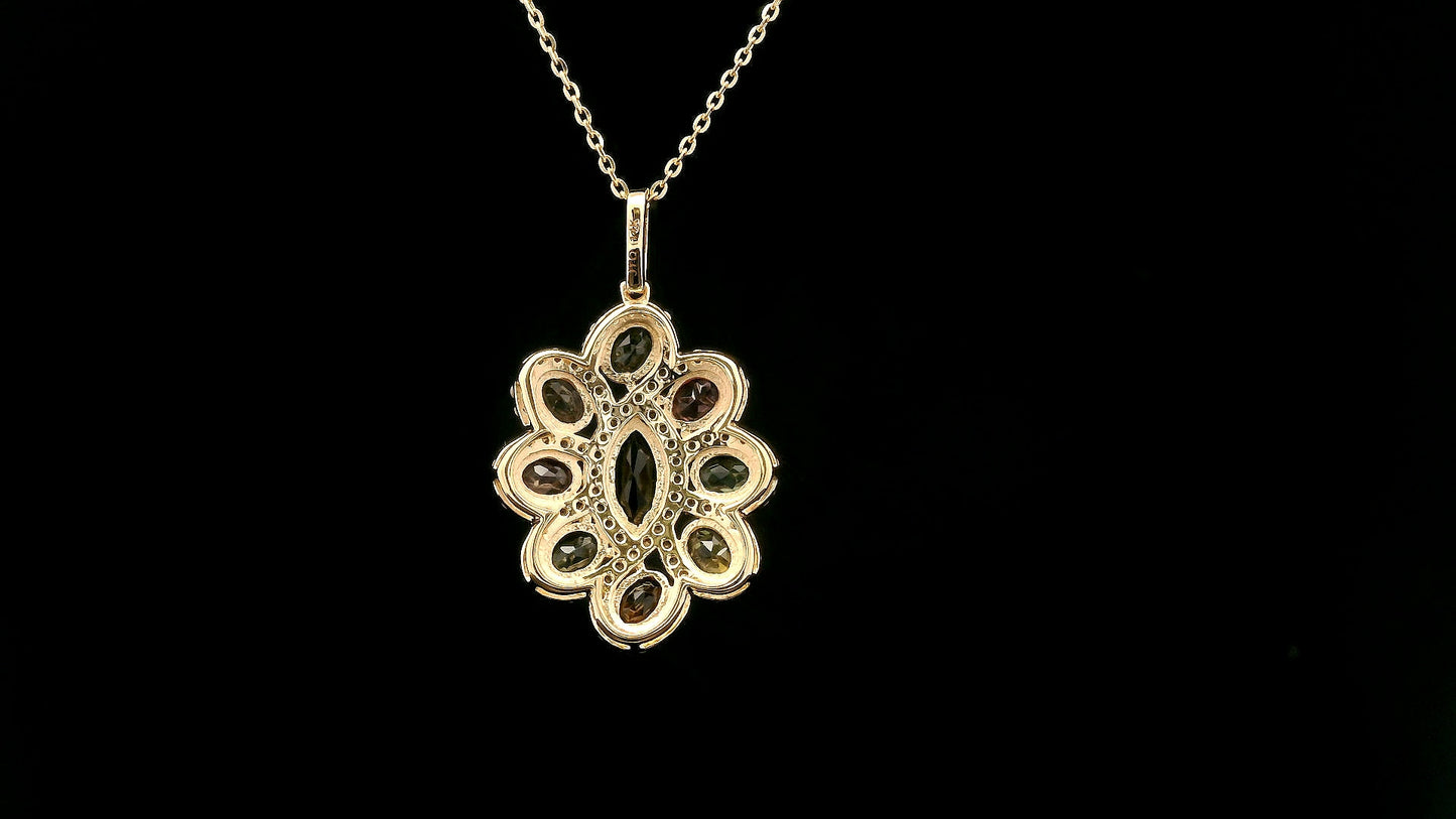 1.83 Ct Marquise Tourmaline 14K Gold Pendant