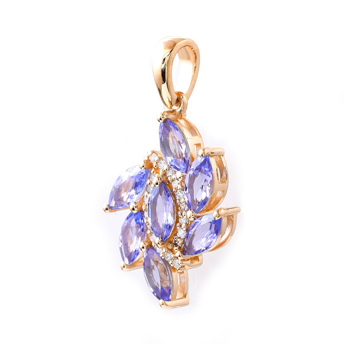 1.12 Ct Marquise Mixed Cut Natural Tanzanite 14K Gold Pendant