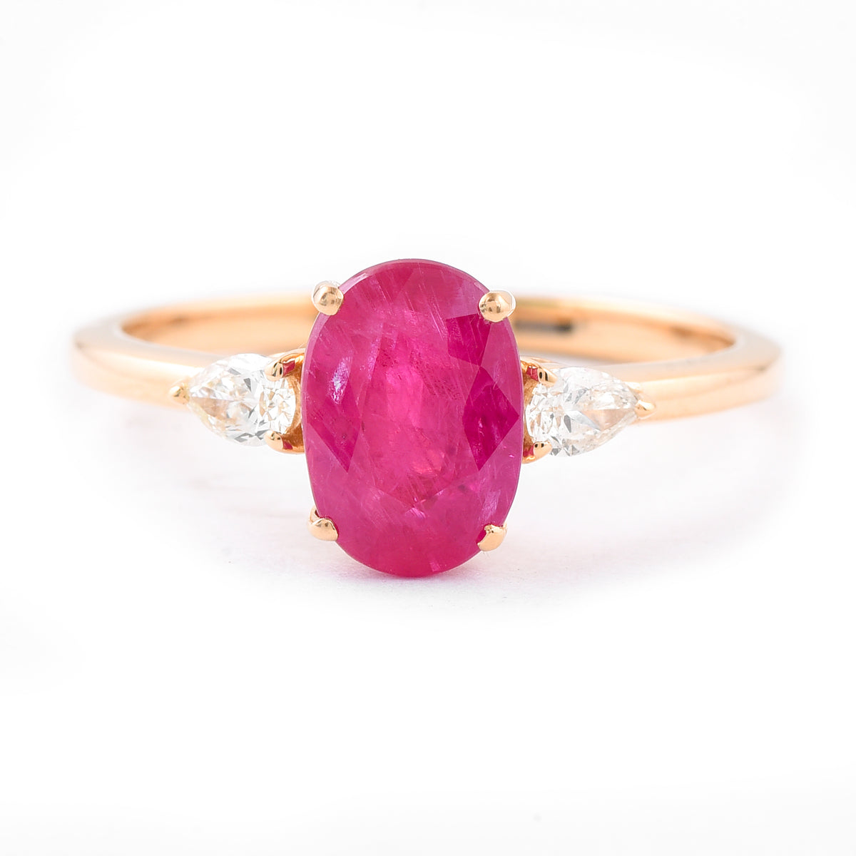 2.33 Ct Oval Ruby 18K Gold Ring