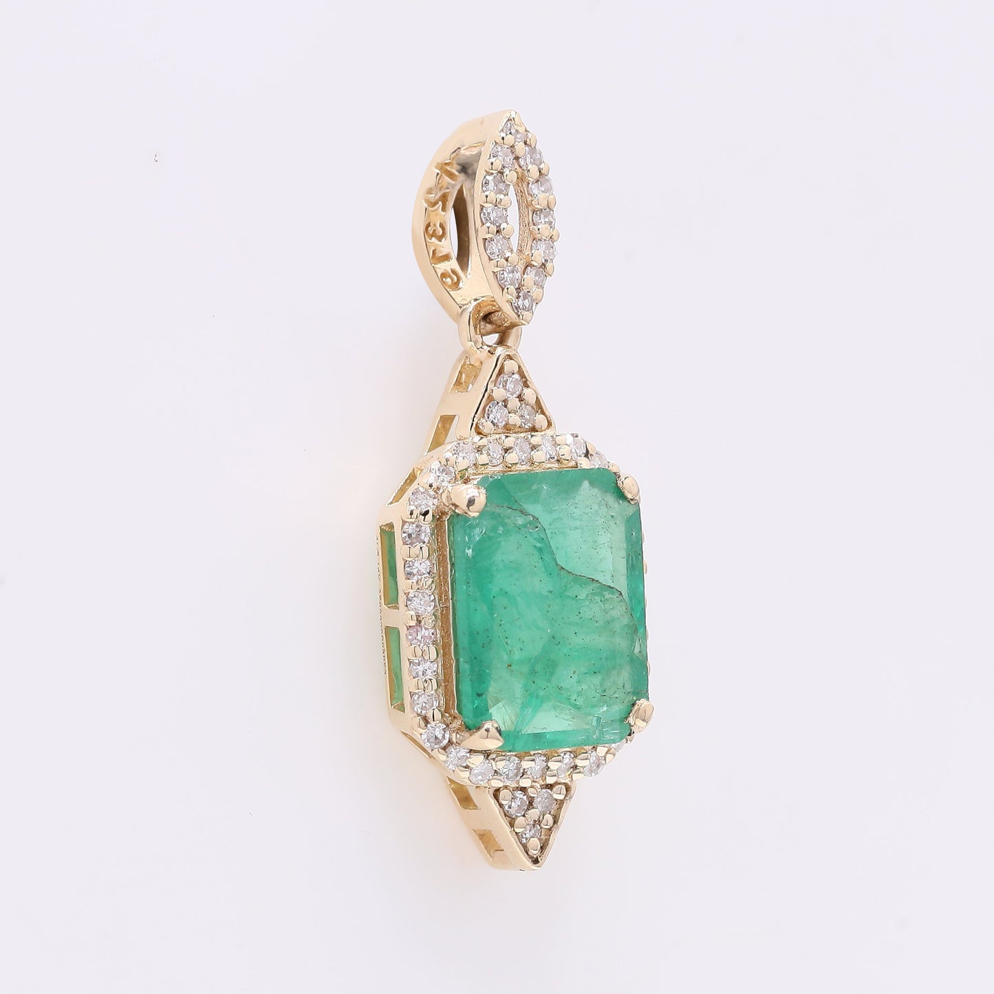 1.78 Ct Octagon Step Cut Natural Emerald 14K Gold Pendant