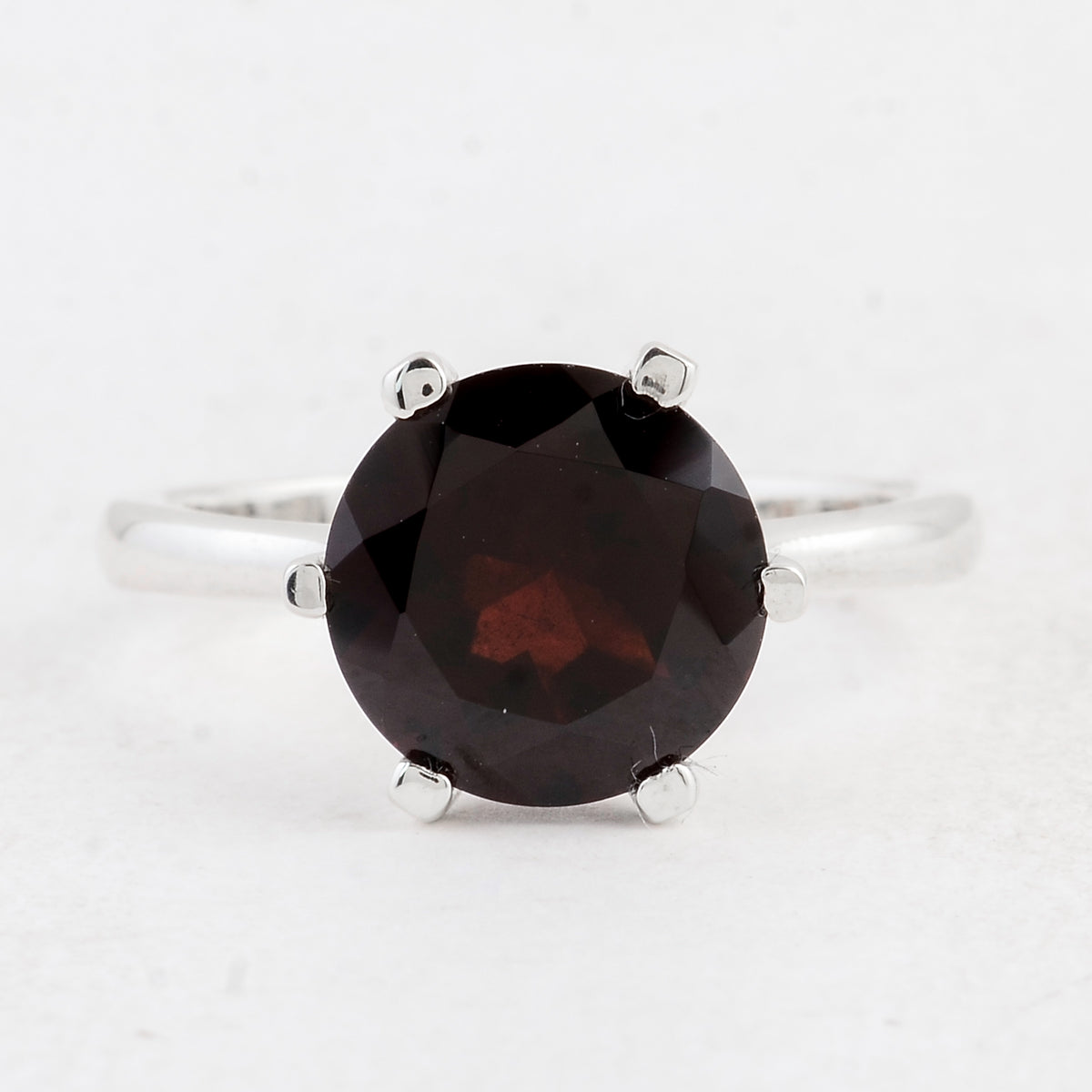 3.99 Ct Round Garnet 925 Sterling Silver Ring