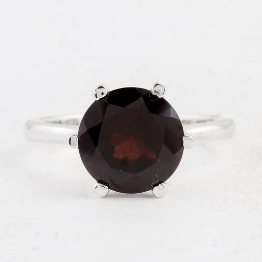 3.99 Ct Round Garnet 925 Sterling Silver Ring