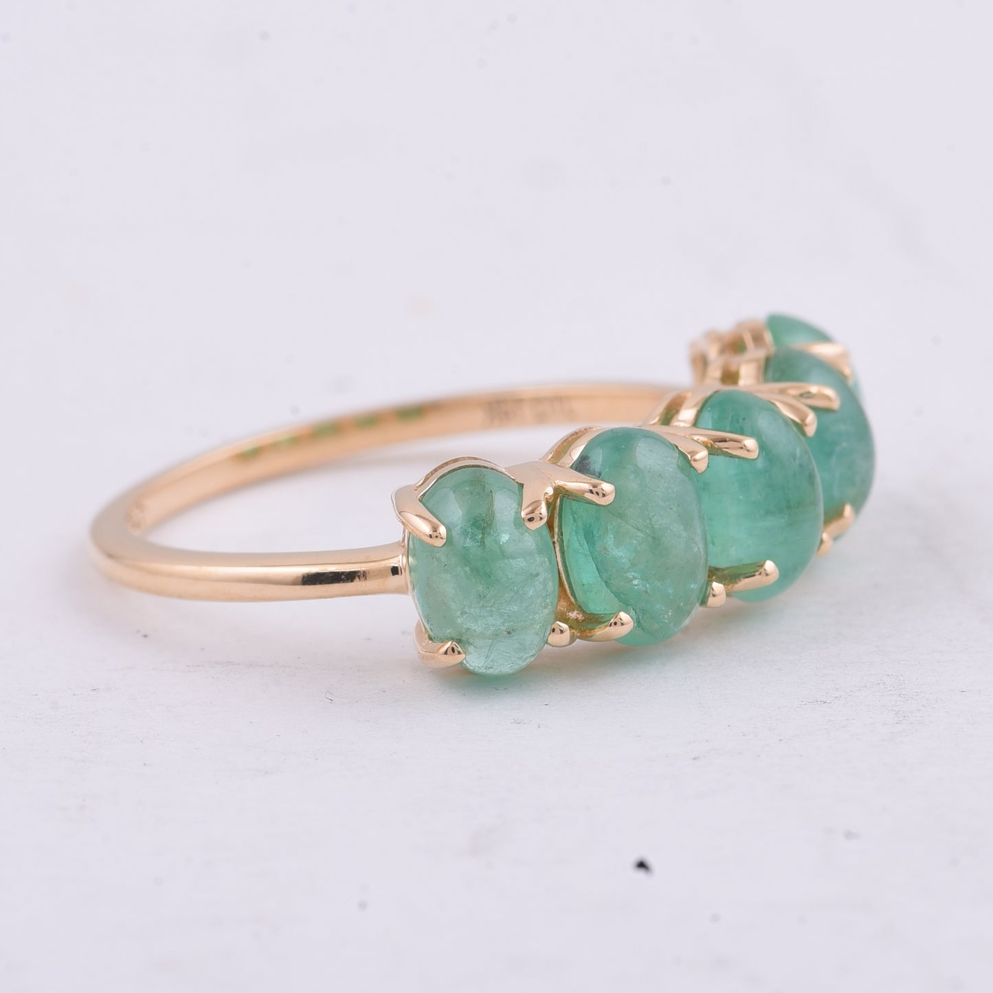 2.77 Ct Oval Cabochon Cut Natural Emerald 14K Gold Ring