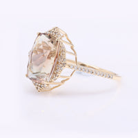 4.50 Ct Cushion Mixed Cut Natural Sunstone 14K Gold Ring