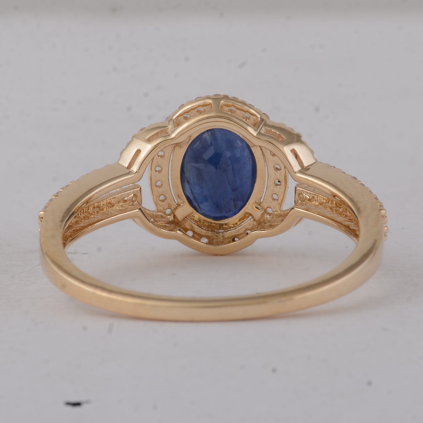 1.39 Ct Oval Blue Sapphire 9K Gold Ring