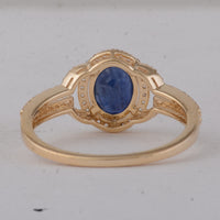 1.39 Ct Oval Blue Sapphire 9K Gold Ring