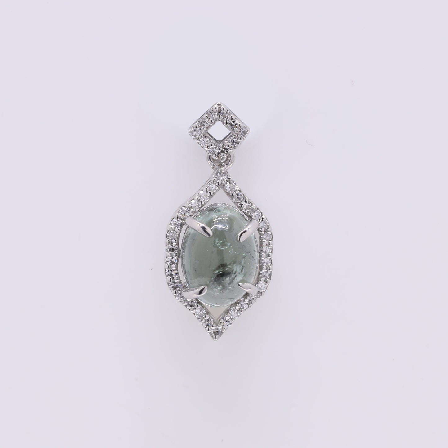 1.84 Ct Oval Cabochon Cut Natural Tourmaline 950 Platinum Pendant