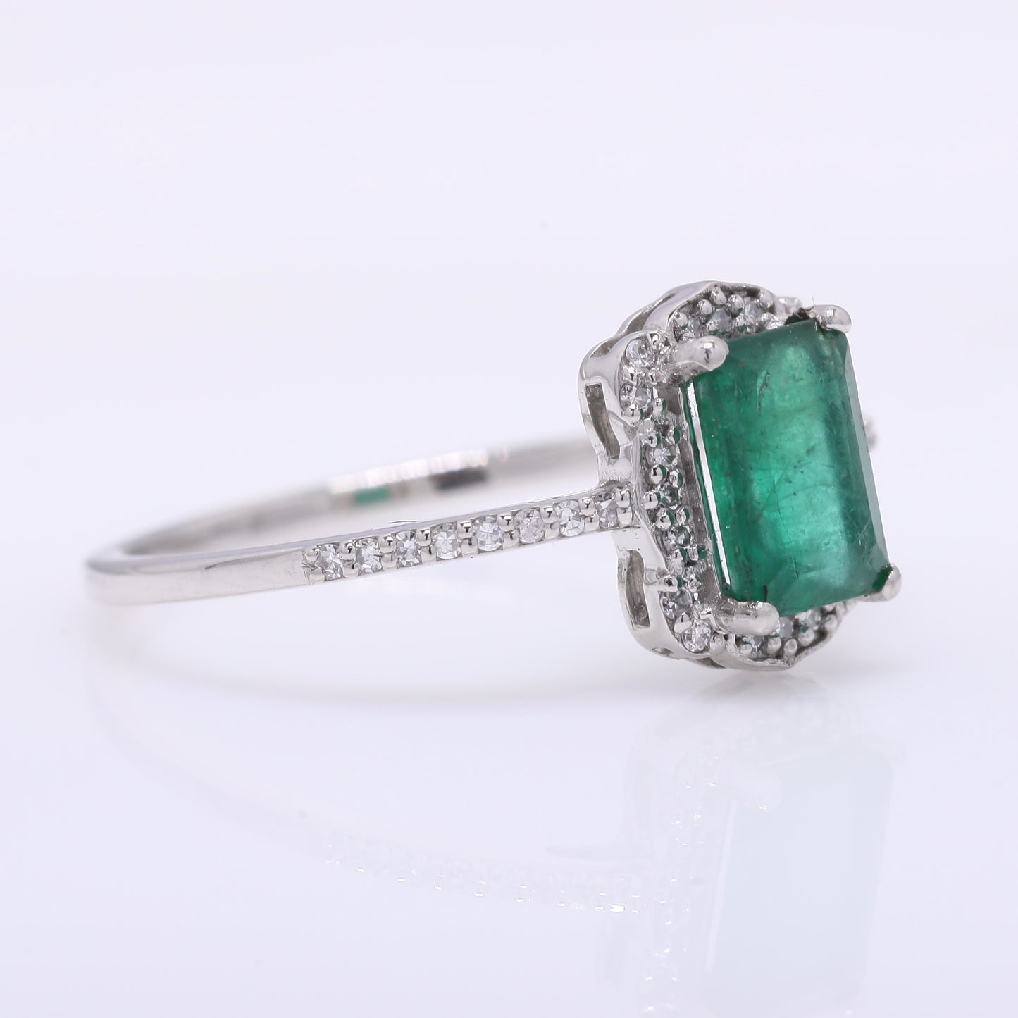 1.01 Ct Octagon Step Cut Natural Emerald 950 Platinum Ring