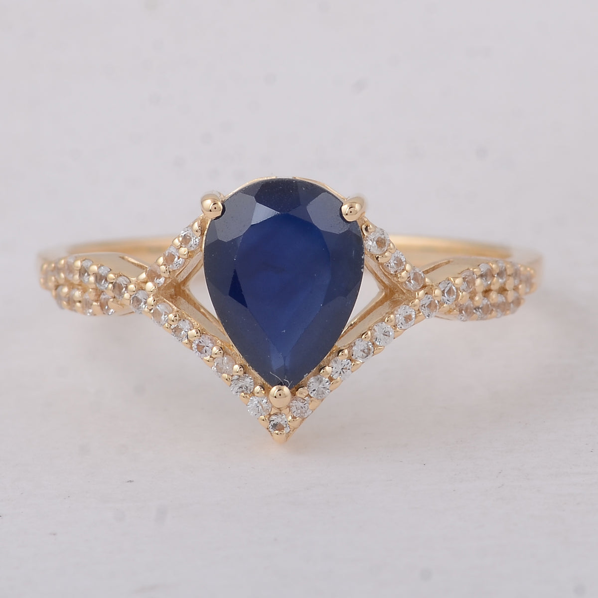 1.36 Ct Pear Sapphire 9K Gold Ring