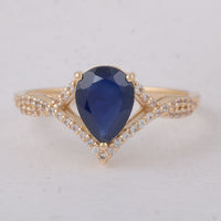 1.36 Ct Pear Sapphire 9K Gold Ring