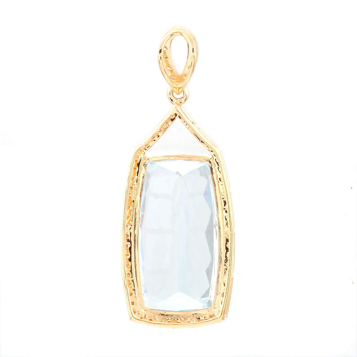 7.61 Ct Cushion Natural Aquamarine 14K Gold Pendant