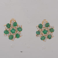 2.81 Ct Round Emerald 14K Gold Earrings
