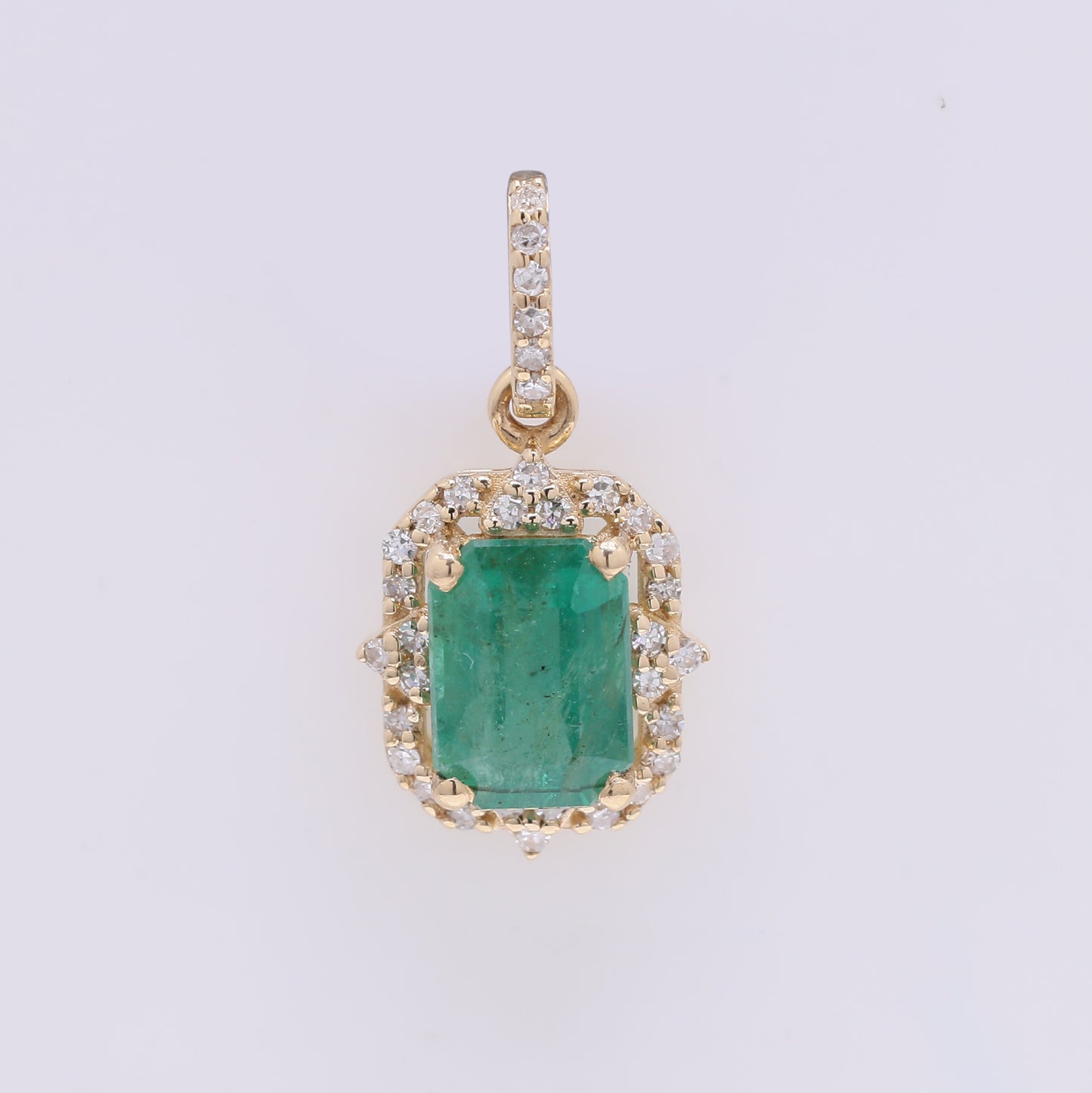 1.15 Ct Octagon Step Cut Natural Emerald 14K Gold Pendant