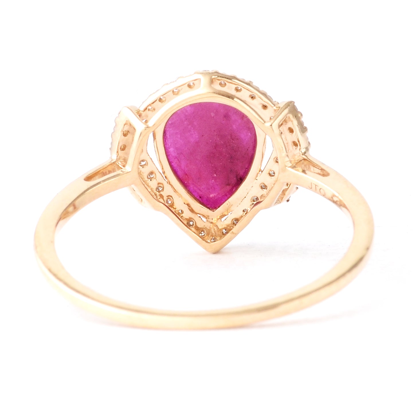1.16 Ct Pear Mixed Cut Natural Corundum Ruby 14K Gold Ring