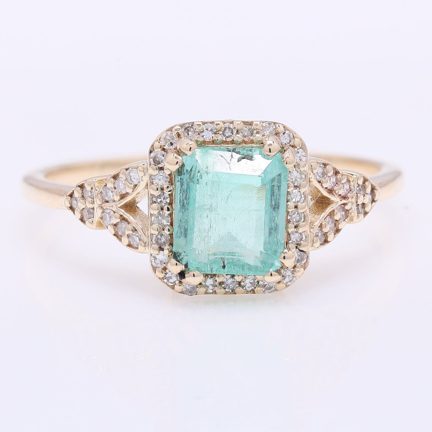 1.21 Ct Octagon Step Cut Natural Emerald 14K Gold Ring