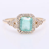 1.21 Ct Octagon Step Cut Natural Emerald 14K Gold Ring