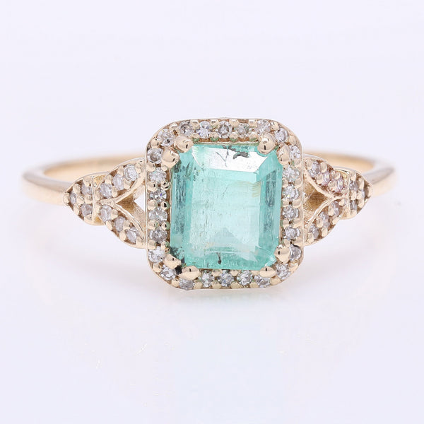 1.21 Ct Octagon Step Cut Natural Emerald 14K Gold Ring