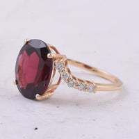 5.06 Ct Oval Natural Garnet 14K Gold Ring