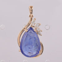 6.16 Ct Pear Cabochon Natural Tanzanite 14K Gold Pendant