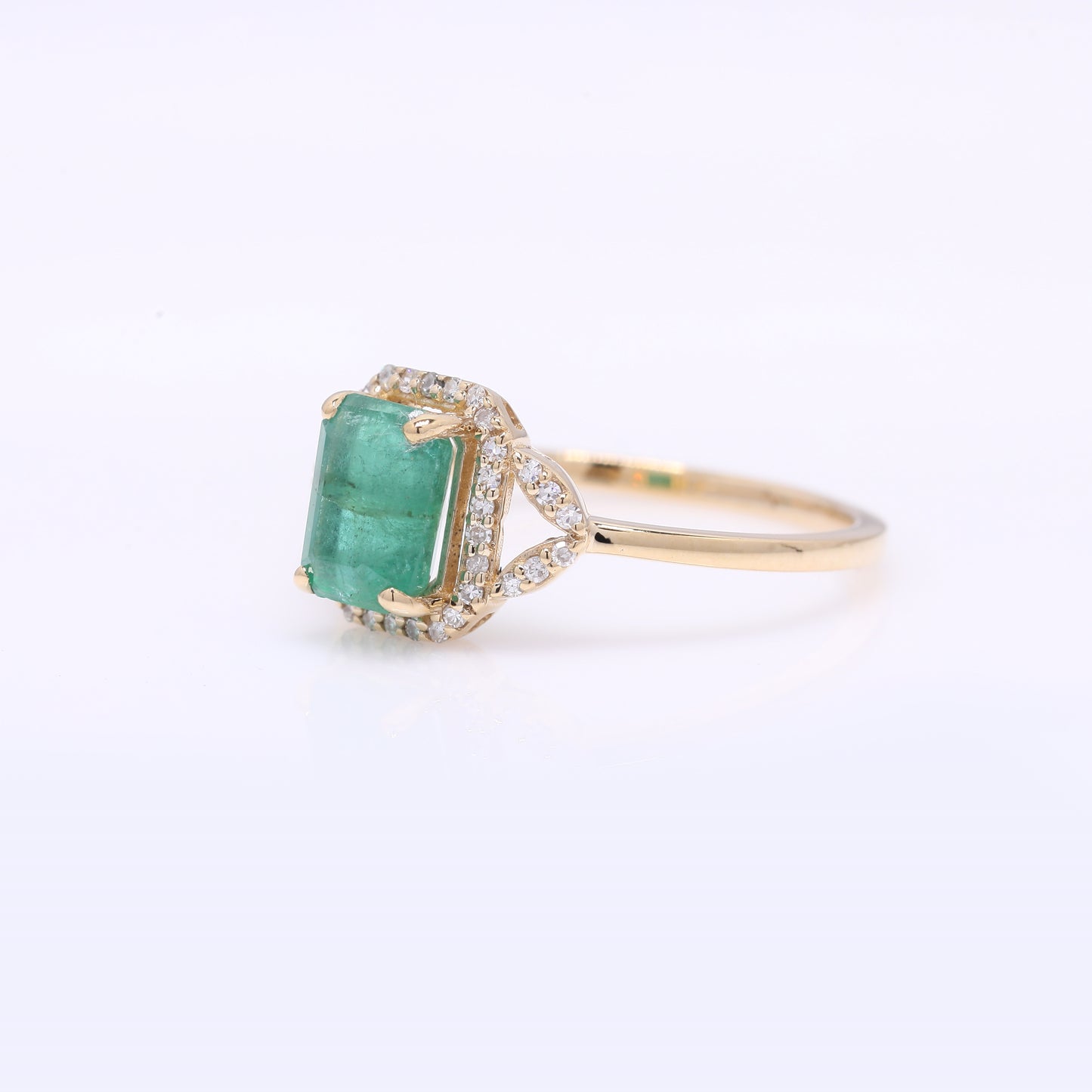 1.37 Ct Octagon Step Cut Natural Emerald 14K Gold Ring