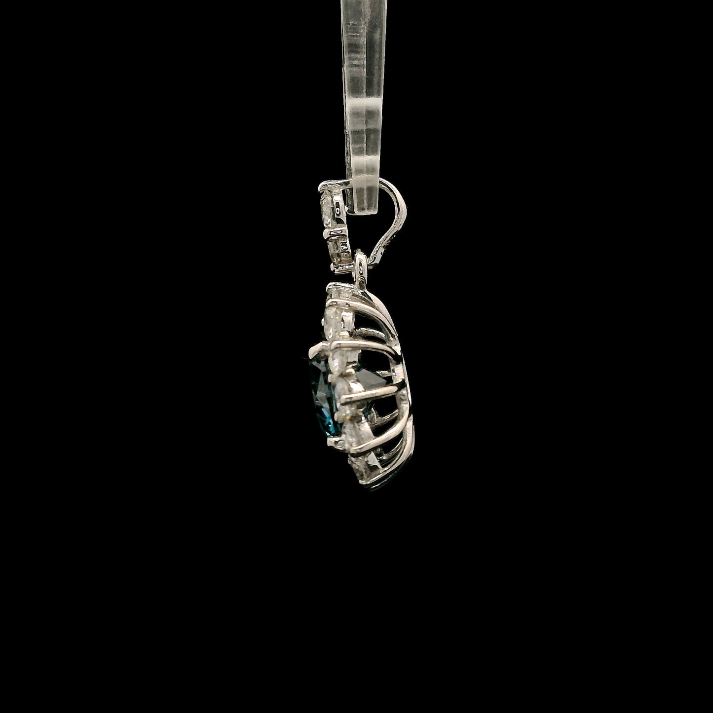 2.38 Carats Blue Lab Grown Diamond 14K Gold Pendant