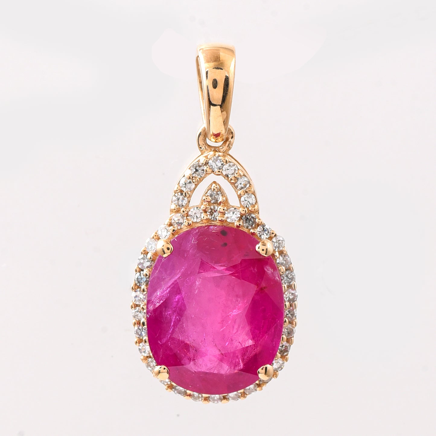 2.79 Ct Oval Mixed Cut Natural Ruby 14K Gold Pendant