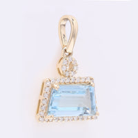 1.50 Ct Fancy Step Cut Natural Aquamarine 14K Gold Pendant