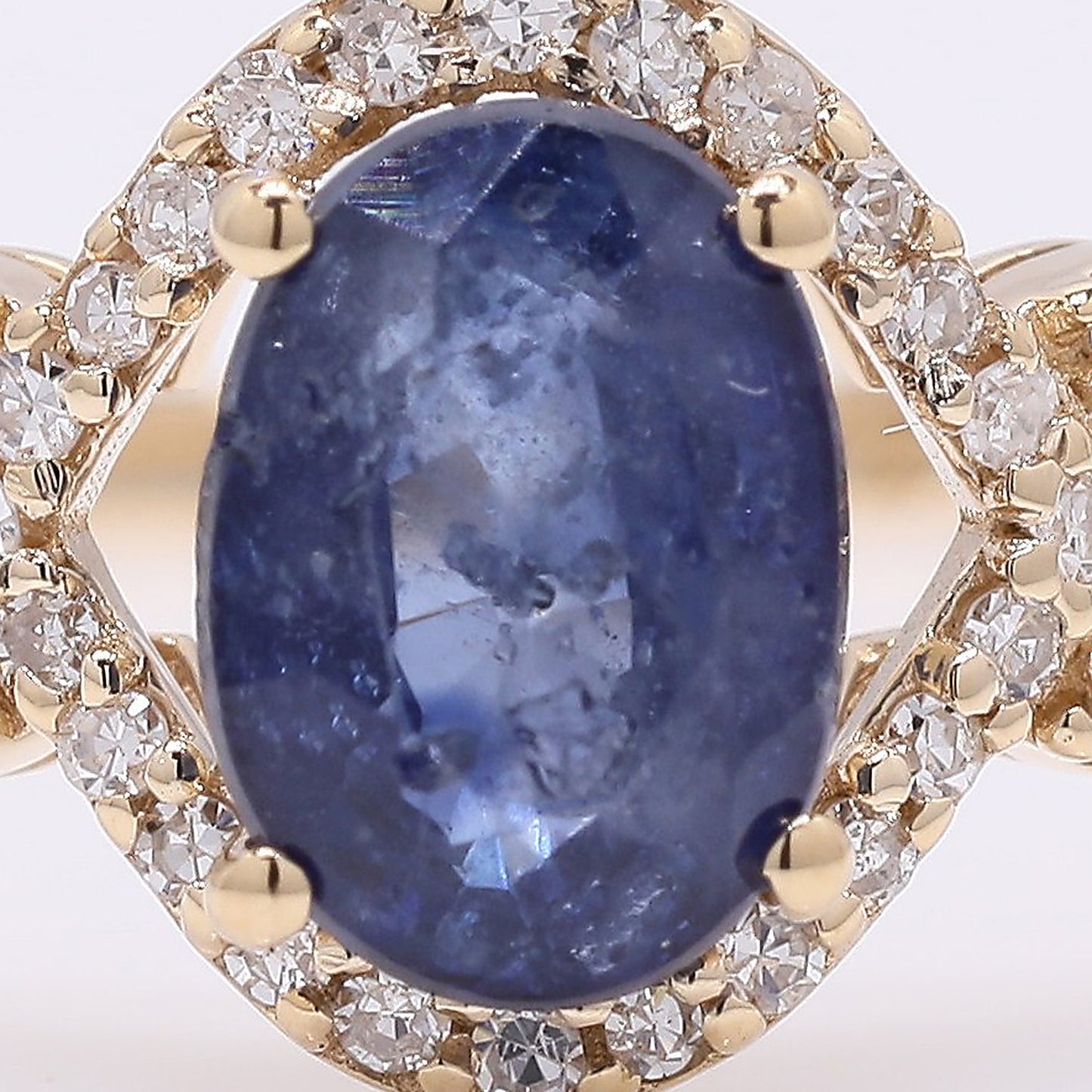 1.38 Ct Oval Mixed Cut Natural Sapphire 14K Gold Ring