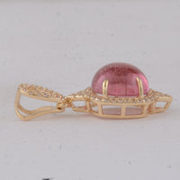 3.57 Ct Cushion Tourmaline 9K Gold Pendant