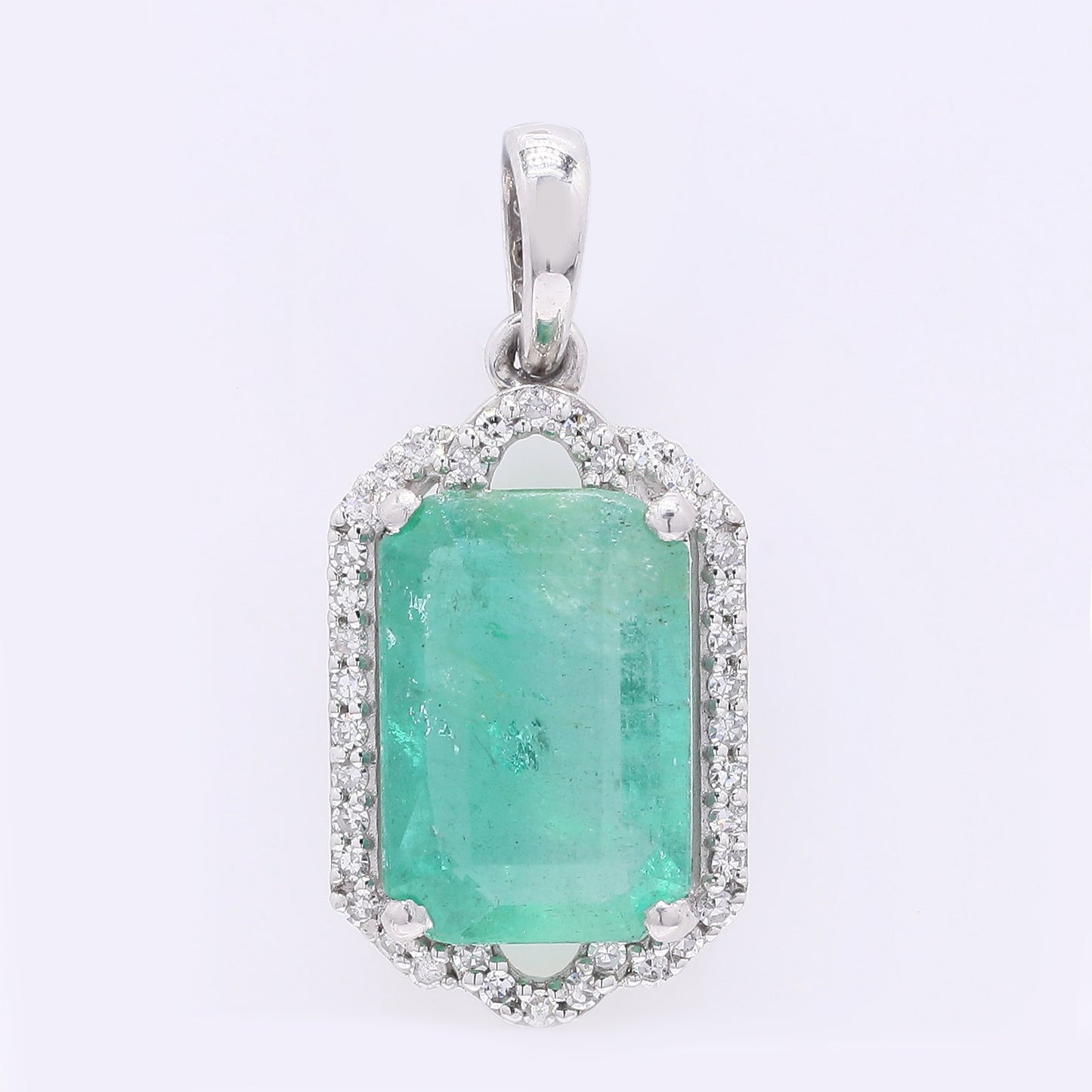 2.77 Ct Octagon Step Cut Natural Emerald 950 Platinum Pendant
