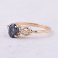 1.30 Ct Oval Natural Sapphire 14K Gold Ring