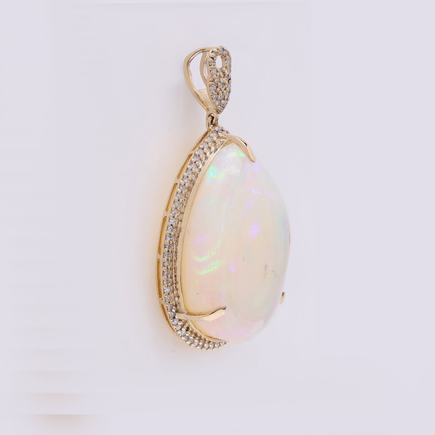 18.10 Ct Pear Cabochon Natural Opal 14K Gold Pendant