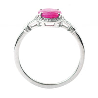 1.54 Ct Oval Mixed Cut Natural Ruby 950 Platinum Ring
