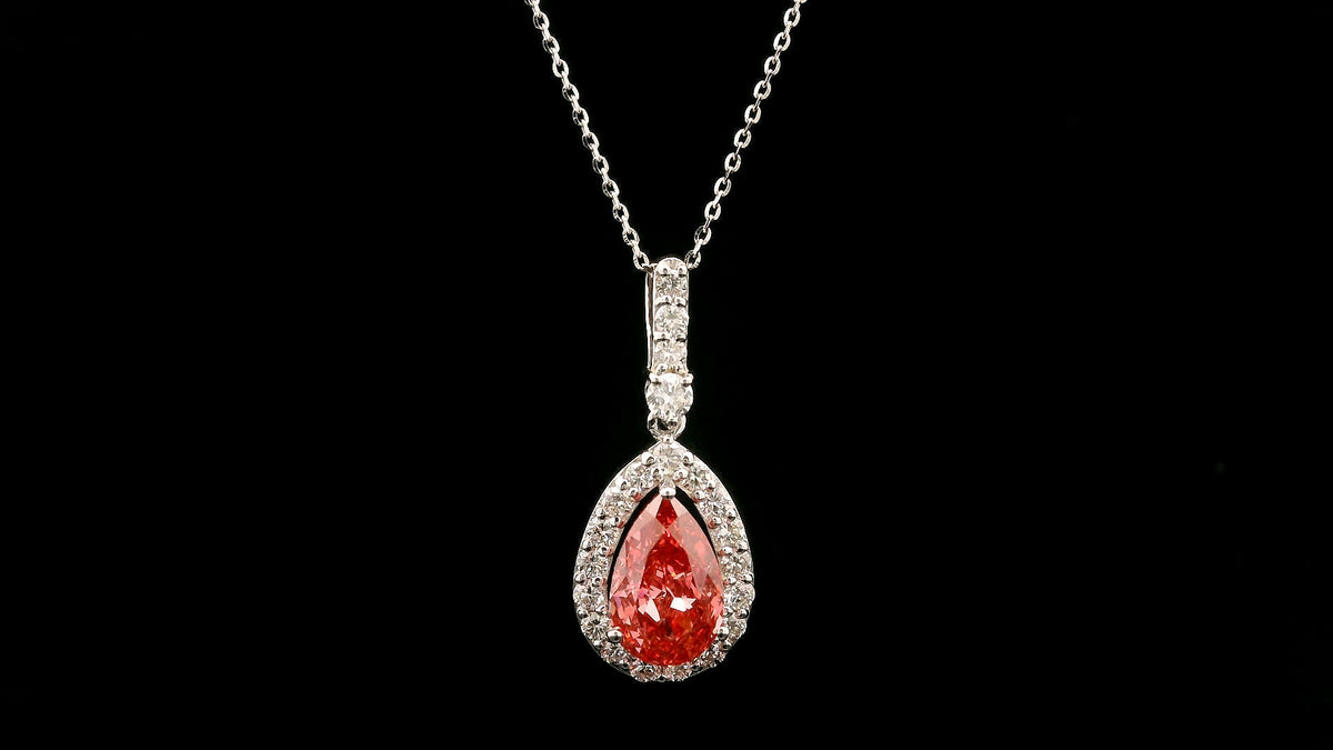 2.60 Carats Pink Lab Grown Diamond 14K Gold Pendant