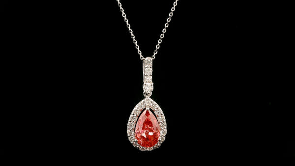 2.60 Carats Pink Lab Grown Diamond 14K Gold Pendant