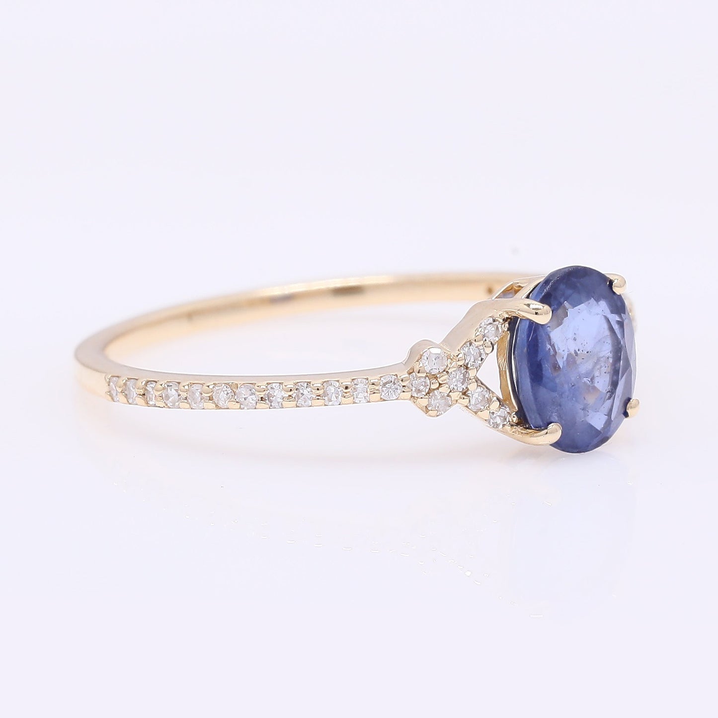 1.14 Ct Oval Mixed Cut Natural Sapphire 14K Gold Ring